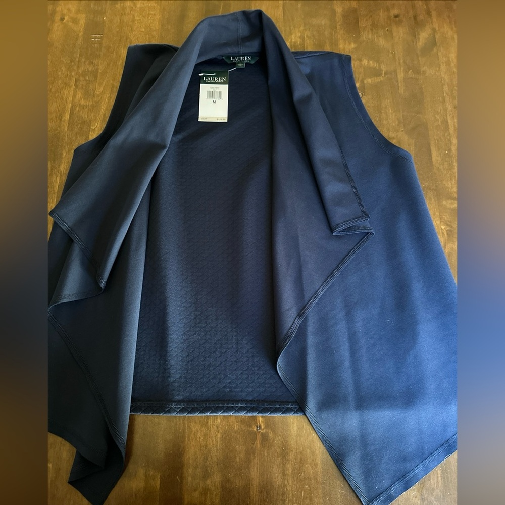 New Lauren Ralph Lauren Medium Active‎ Navy Blue Vest $125 Office Siren Corpcore